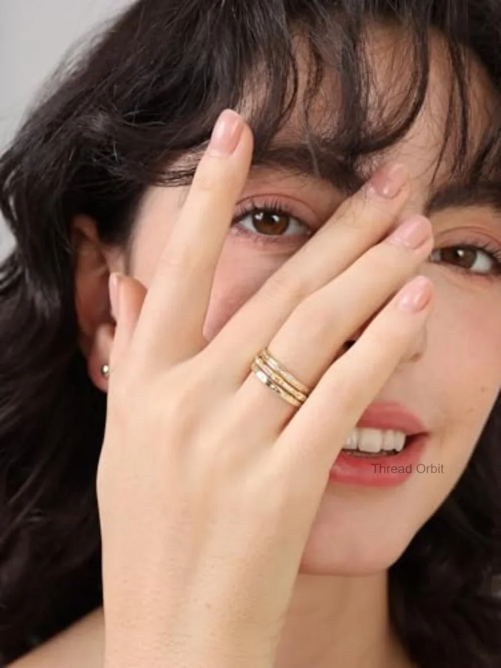 14K Gold Filled Dainty Stacking Rings Set - 3 Pack Thin Gold Band